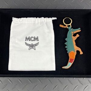 RETAIL $390 MCM Crocodile Zoo Visetos Leather Charm Keychain - Multicolor NEW